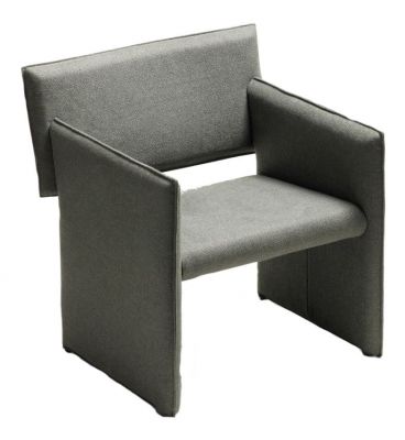 Grauer Noto Sessel mit Wangen von Cor, moderner Stoffbezug, bequemer Design-Sessel für Wohnzimmer.